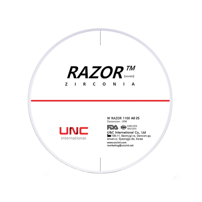 Razor 1100 - циркониевый диск однослойный, монохромный, диаметр 98 мм, толщина 18 мм | UNC (Ю. Корея)