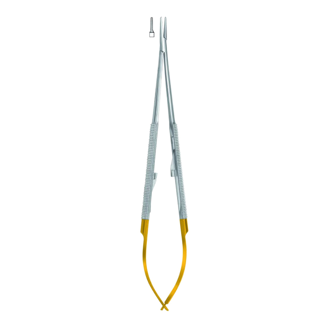 HSD 338-18 - микроиглодержатель Barraquer, узкий, зазубренный, с твердосплавными вставками, длина 180 мм | Купить по низкой цене стоматологическое оборудование Karl Hammacher GmbH (Германия)