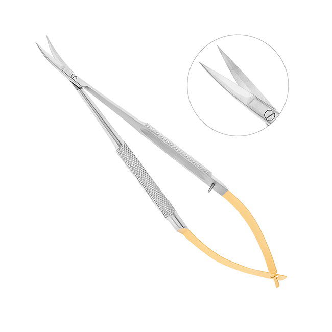 Ножницы хирургические изогнутые Castroviejo-Gomel TC, 140 мм | HLW Dental Instruments (Германия)