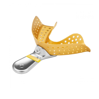 Ложка слепочная Premium, для нижней челюсти, золотистая, перфорированная | YDM (Япония)